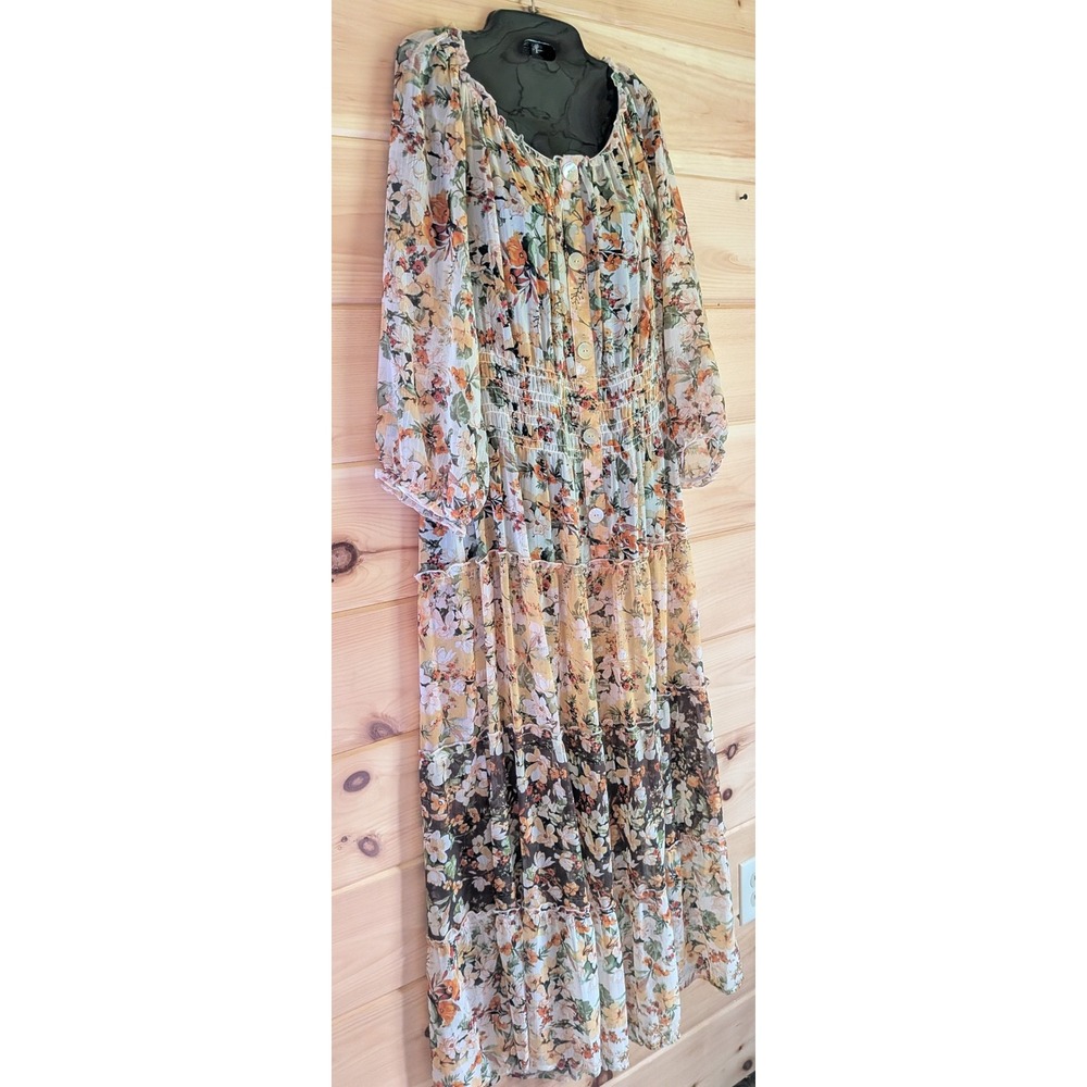 Figueroa & Flower Anthropologie Maxi Dress 2X Sheer Cottage Boho Prairie Whimsy - Picture 5 of 12